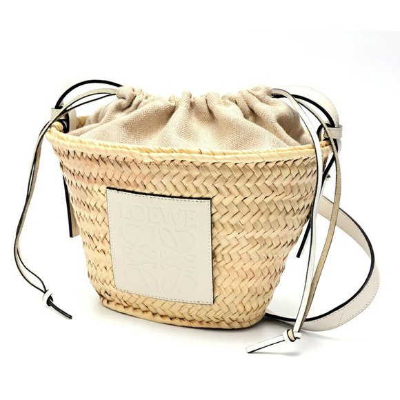 LOEWE Drawstring Bucket Bag Shoulder A223222X01 Raffia (palm leaf)/calf - Picture 1 of 6